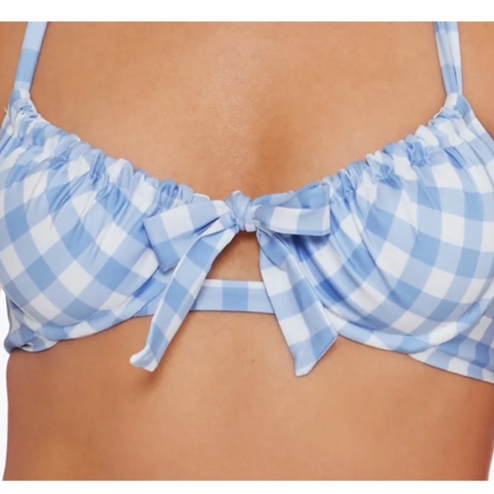 ISABELLA ROSE Chateau Checkered Halter Swim Top in Chambray Size Medium NWT - Picture 2 of 6